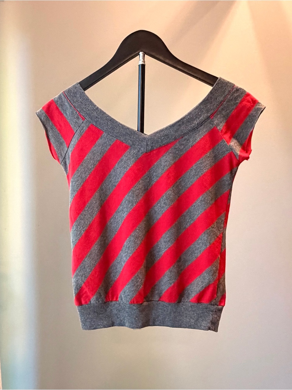 Vintage Y2K Wet Seal Red Striped Knit Cotton Top S Retro Indie Grunge 90s Casual